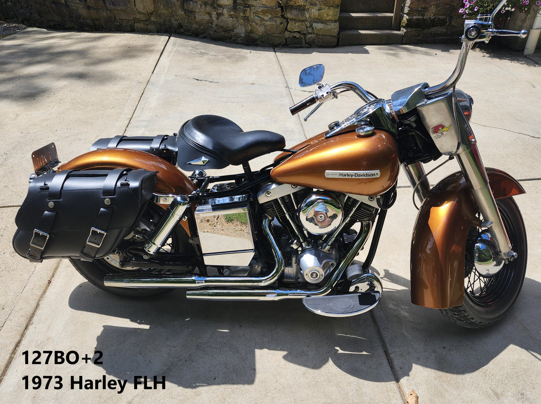 127+2 Longer Retro Wide Angle Leather Saddlebags