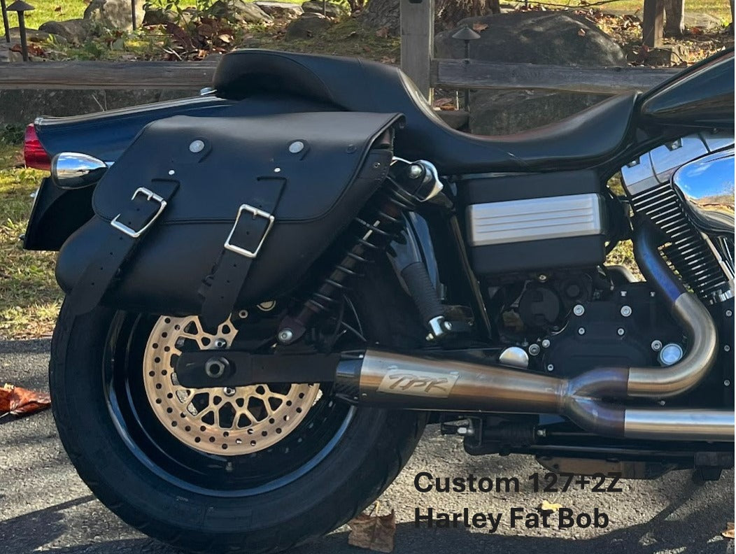 127+2 Longer Retro Wide Angle Leather Saddlebags