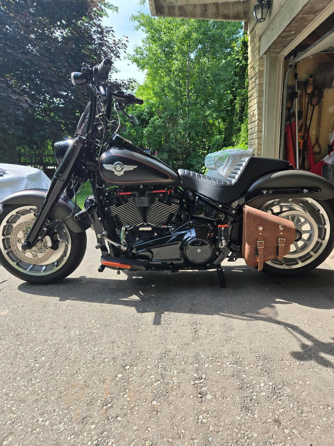 Custom Leather Left Side Solo Bag for Harley Davidson Softail