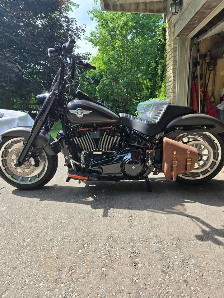 Custom Leather Left Side Solo Bag for Harley Davidson Softail