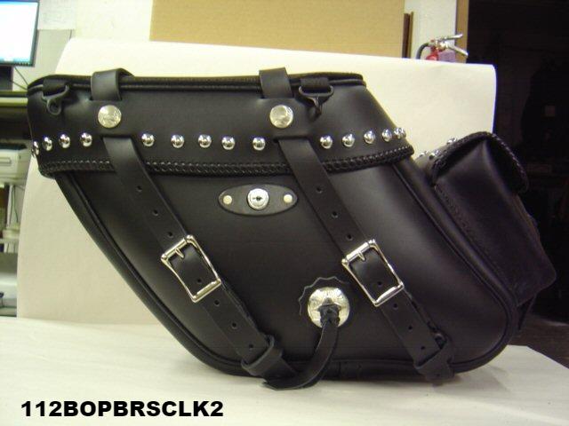 112P Deluxe Wide Angle Leather Saddlebags with Rear Pockets