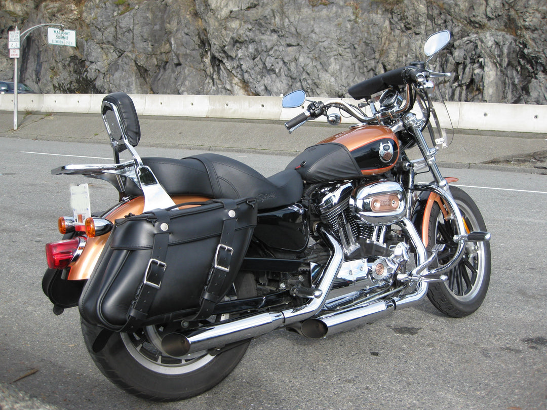 112+2 Longer Deluxe Wide Angle Leather Saddlebags
