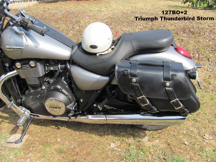 127 2 Longer Retro Wide Angle Leather Saddlebags