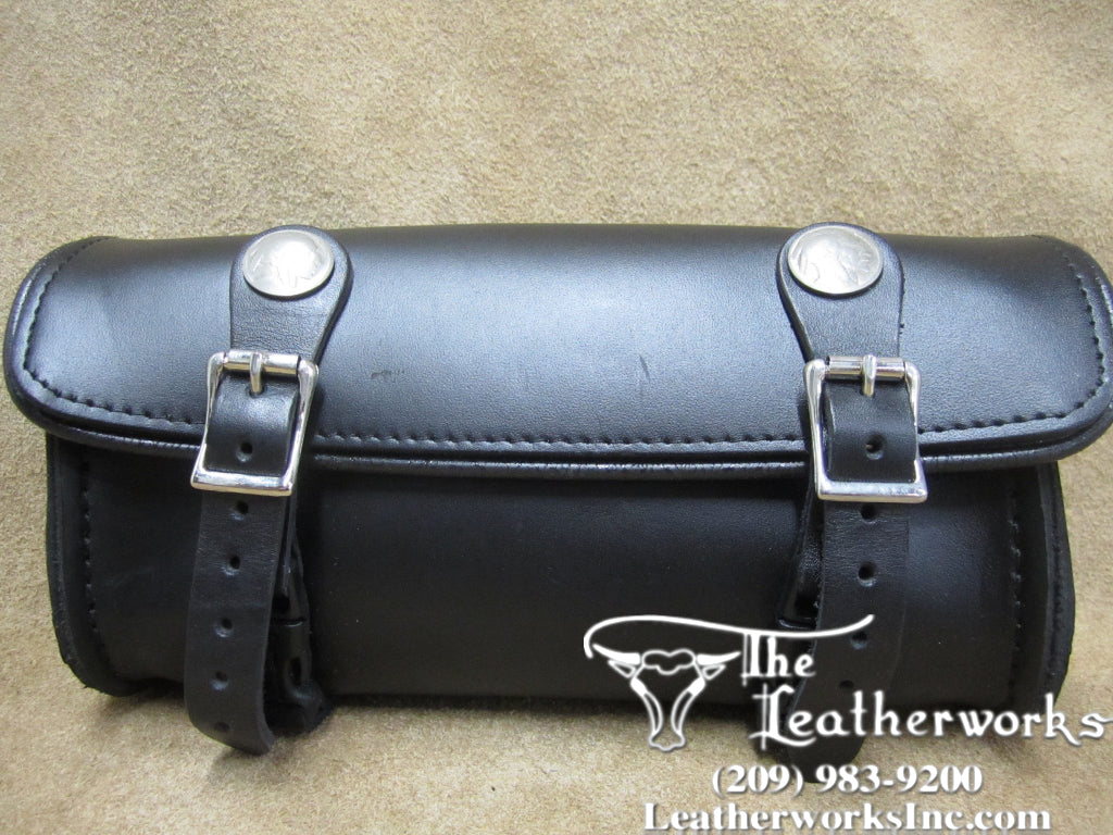 Leather motorcycle fork bag on sale