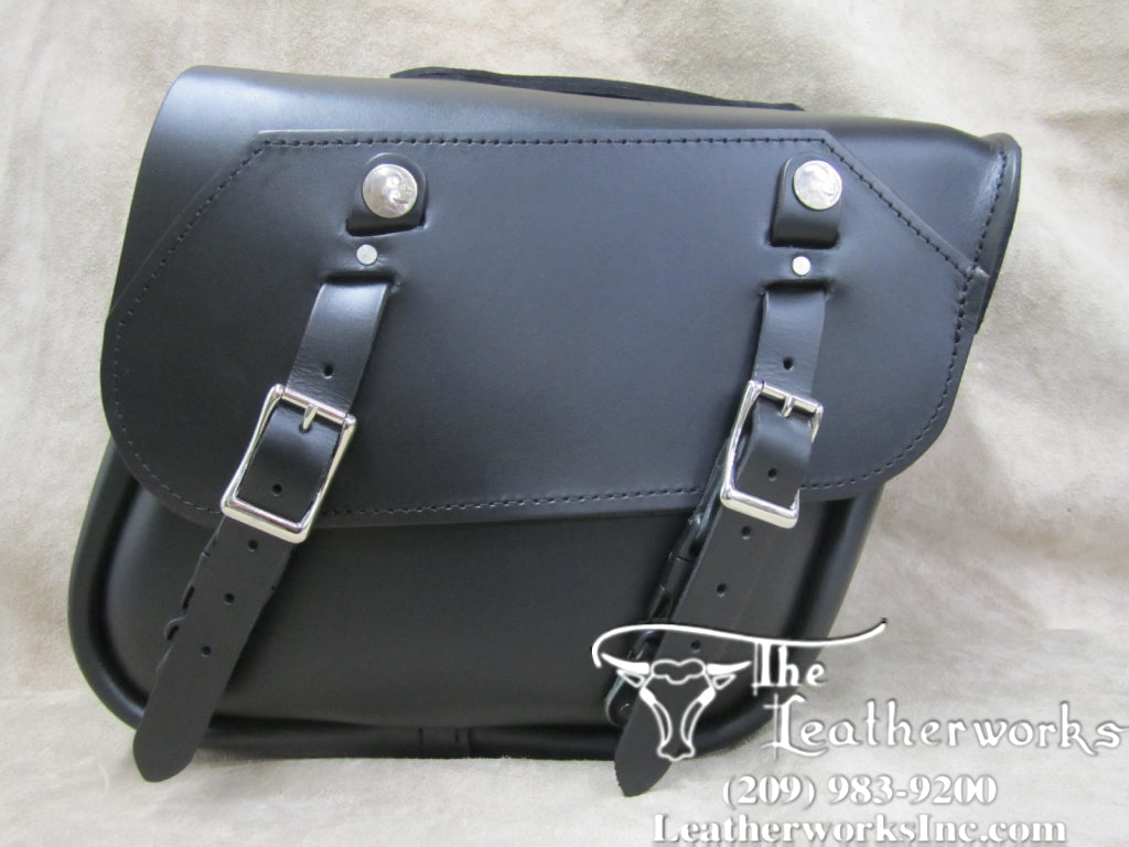 Black leather motorcycle saddlebags on sale